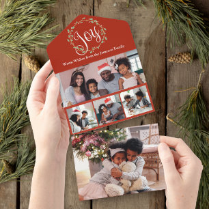 Joy Wreath Multi Foto Holiday Card All In One Einladung