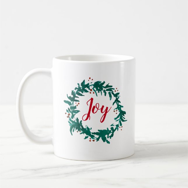 Joy Wreath Painting Berries Tasse (Links)