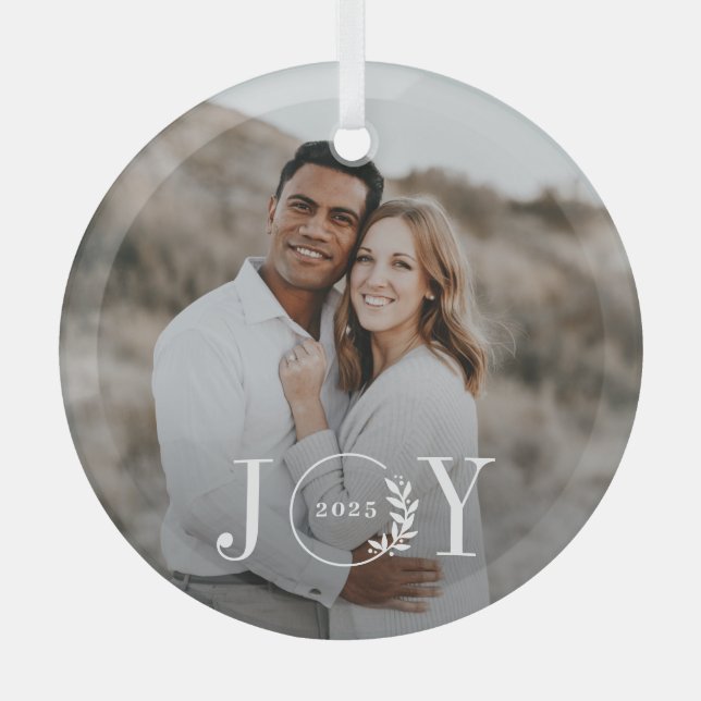 Joy Wreath Photo personnalisée Ornement de Noël (Recto)