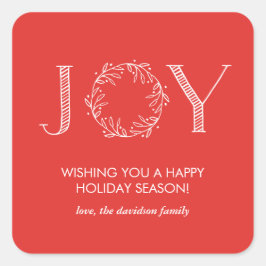 Joy Wreath Typographie rouge Stickers personnalisé