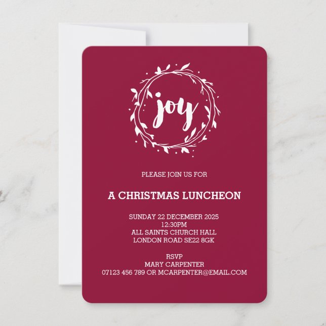 Joy Wreath Weihnachts-Party/Abendessen/Einladung Einladung (Vorderseite)