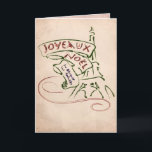 Joyeaux Noël Eiffel Tower Christmas Card Feiertagskarte<br><div class="desc">This Christmas greeting card bears the eiffel tower in fun fountain-pen style line art,  as well as "Merry Christmas and Happy New Year!" in French for that extra Parisian touch. Background is a faded sepia antique map of France,  for even more vintage charm.</div>