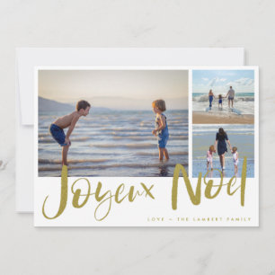 Joyeaux Weihnachten Gold Family Foto Weihnachtskar