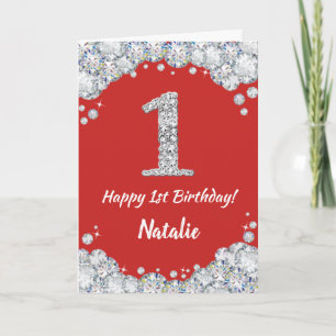 Joyeuse 1er anniversaire Carte Parties scintillant
