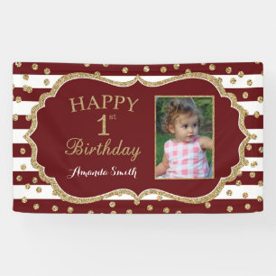 Joyeuse 1ère Bannière Anniversaire Burgundy et G