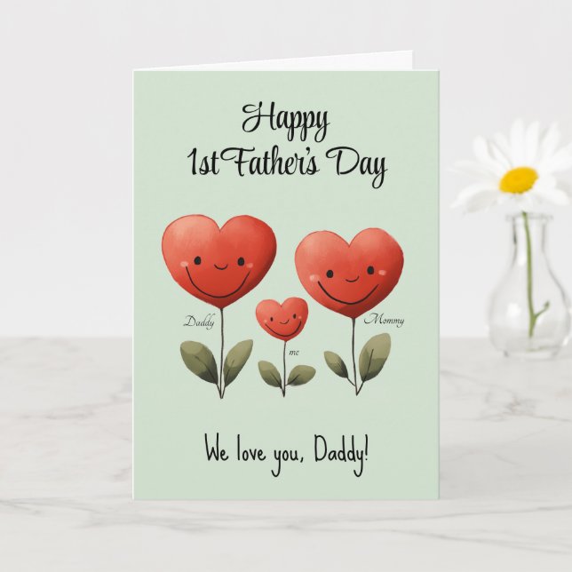 Joyeuse 1ère carte de fête des pères avec poème, p (Petite plante)