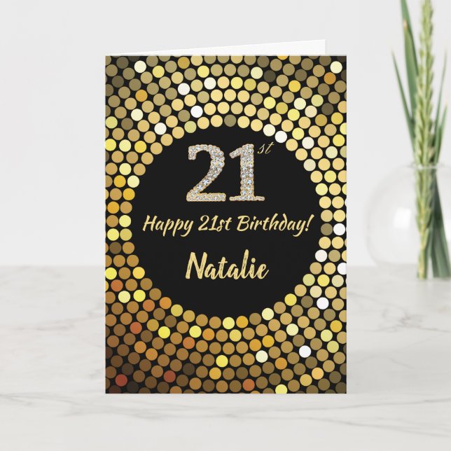 Joyeuse 21e Anniversaire Carte de Parties scintill (Devant)
