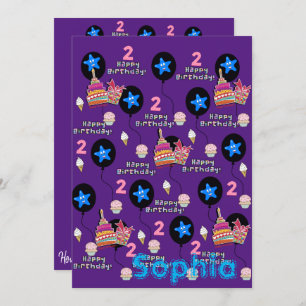 Joyeuse 2e Invitation anniversaire #2 violet