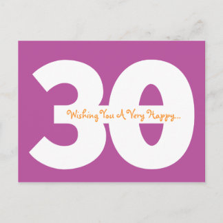 Joyeuse 30e Anniversaire Cartes postales en violet