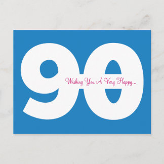 Joyeuse 90e Anniversaire Carte postale - en bleu