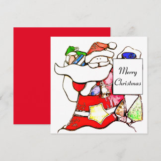 Joyeuse carte à plat Père Noël Christmas