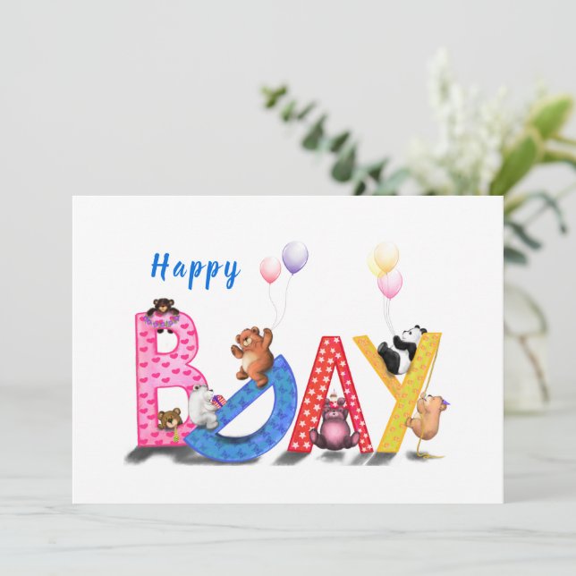 Joyeuse carte d'anniversaire avec la fête des bébé (Debout devant)