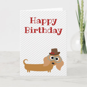 Joyeuse carte d'anniversaire Dachshund Chien blanc