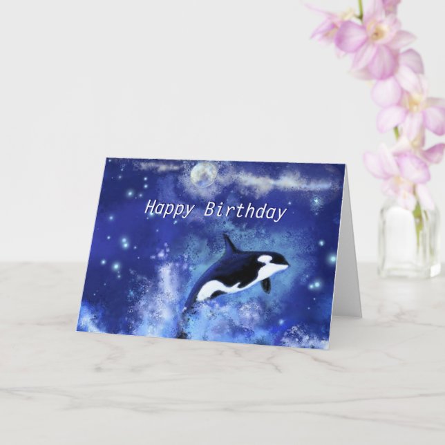 Joyeuse carte d'anniversaire des baleines tueuses  (Orchidée)