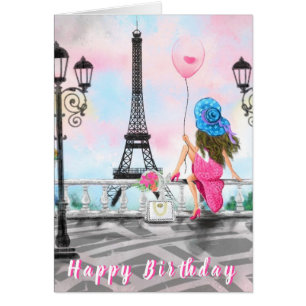 Joyeuse carte d'anniversaire Femme à Paris Tour Ei