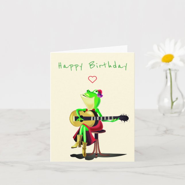 Joyeuse carte d'anniversaire Grenouille Jouer de l (Petite plante)