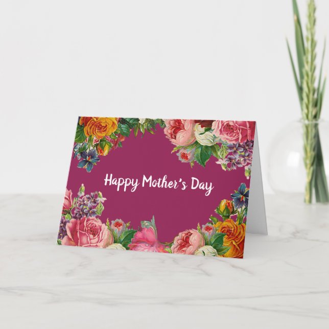 Joyeuse carte de bouquet floral de la Fête des Mèr (Devant)