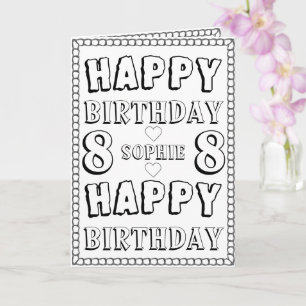 Joyeuse carte de coloriage du 8e anniversaire