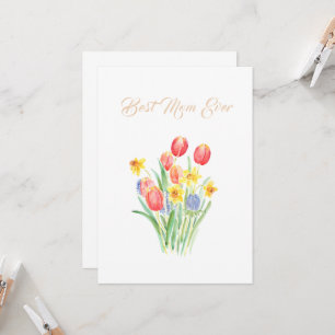 joyeuse carte de cône de fleurs tulipes de jour de