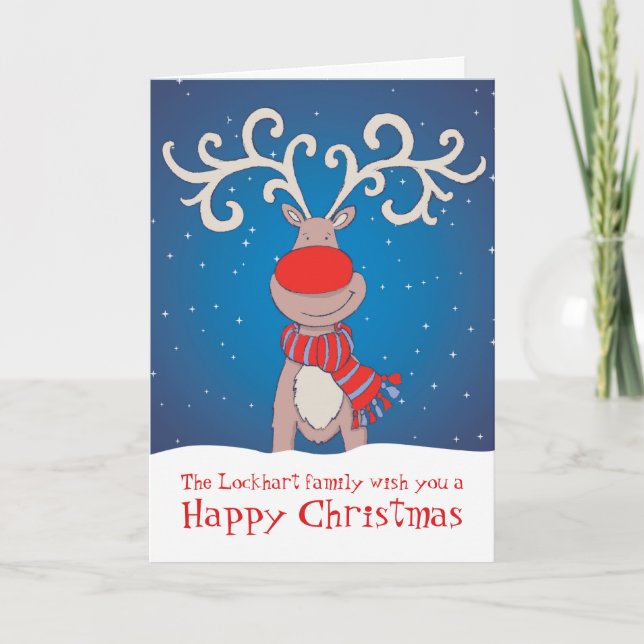 Joyeuse carte de famille de Noël bleu doux dos (Devant)