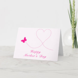 Joyeuse carte de fête des mères Papillon rose vola