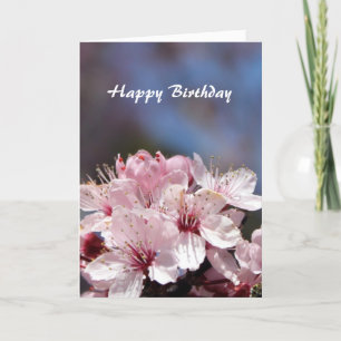 Joyeuse carte de fleurs de cerise rose anniversair