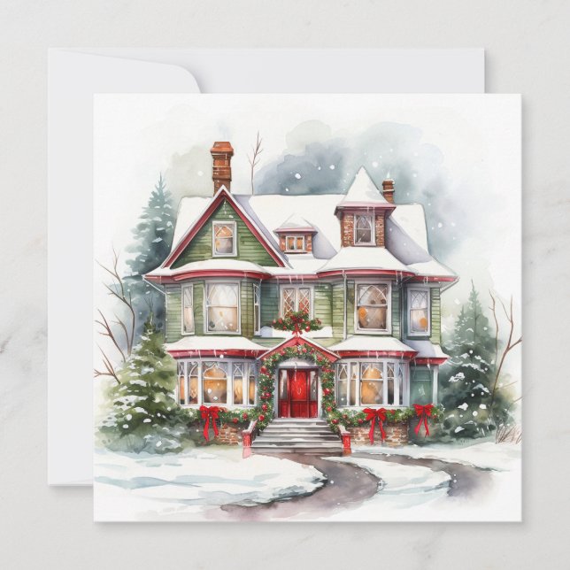 Joyeuse carte de la maison de Noël (Devant)