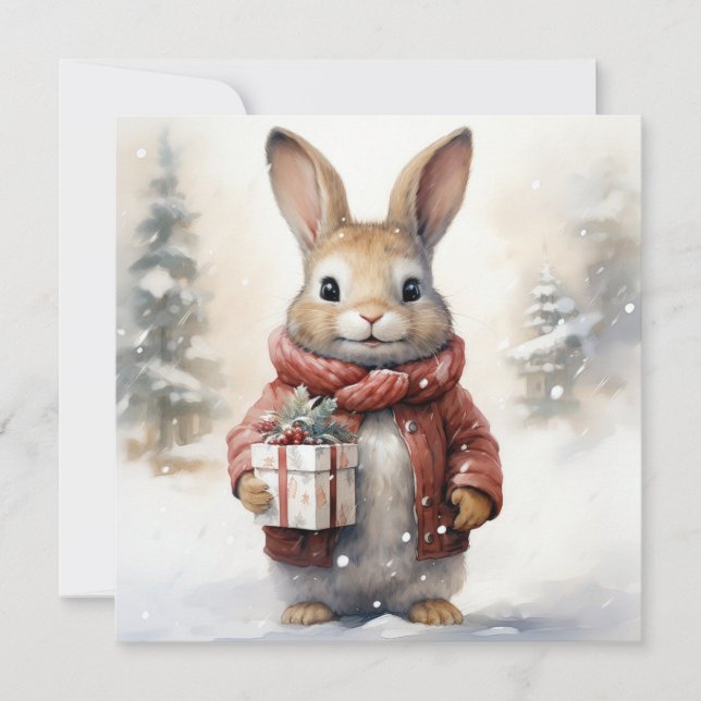 Joyeuse carte de lapin de Noël (Devant)