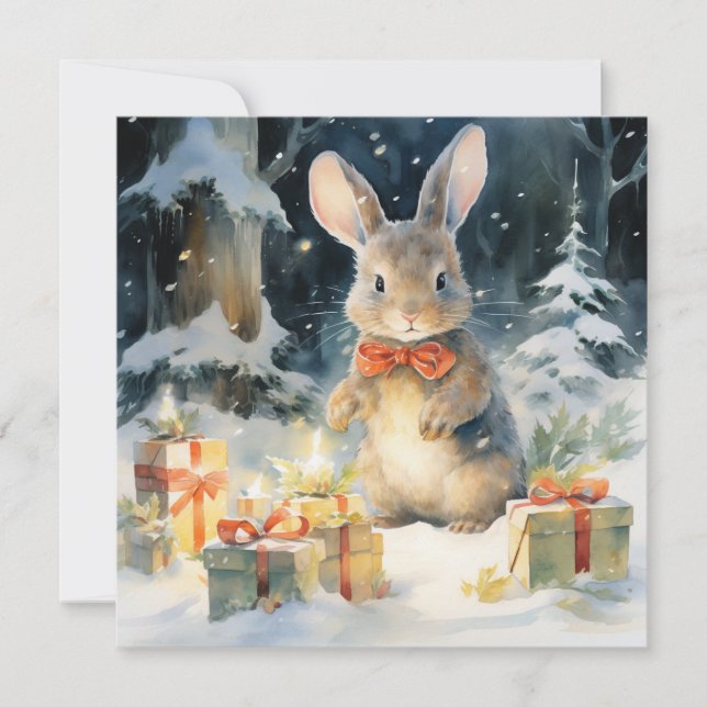 Joyeuse carte de lapin de Noël (Devant)