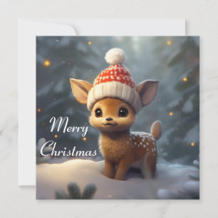 Joyeuse carte de Noël avec adorable renne de bébé