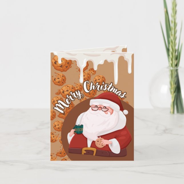 Joyeuse carte de Noël avec cookies, cadeau de vaca (Devant)