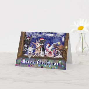 Joyeuse carte de Noël avec Happy Animal Party Funn