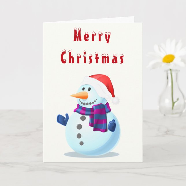 Joyeuse carte de Noël avec Happy Snowman (Petite plante)