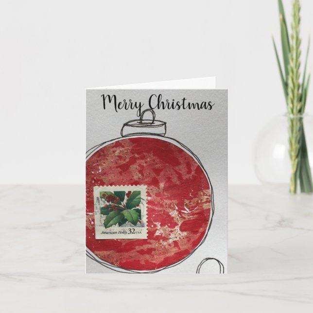 Joyeuse carte de Noël - ornement dessiné à la main (Devant)