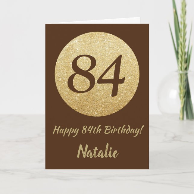 Joyeuse carte de Parties scintillant Brown et or 8 (Devant)