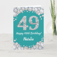 Joyeuse carte de Parties scintillant Turquoise et