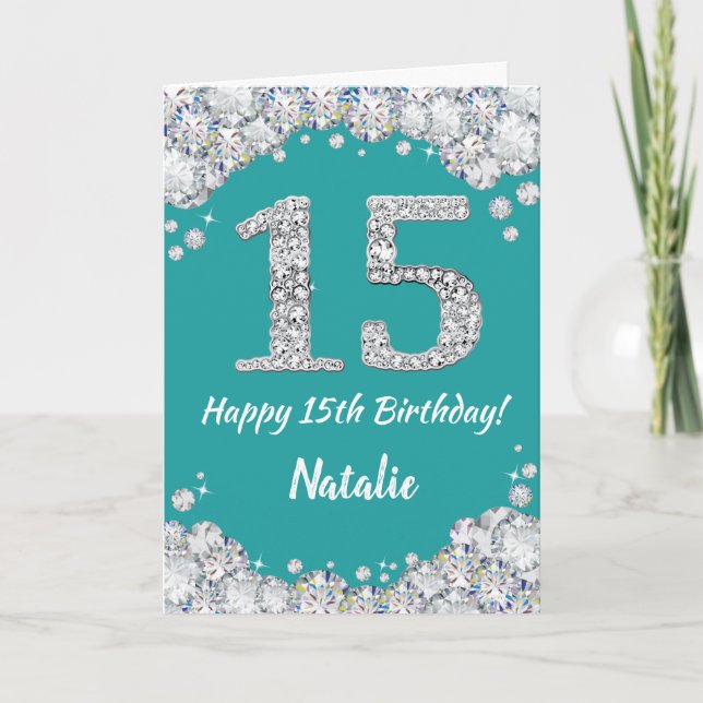 Joyeuse carte de Parties scintillant Turquoise et  (Devant)