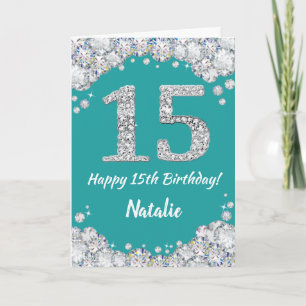 Joyeuse carte de Parties scintillant Turquoise et 