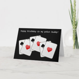 Joyeuse carte de pont d'anniversaire jouant cartes