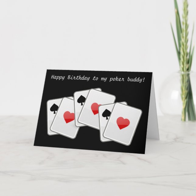 Joyeuse carte de pont d'anniversaire jouant cartes (Devant)