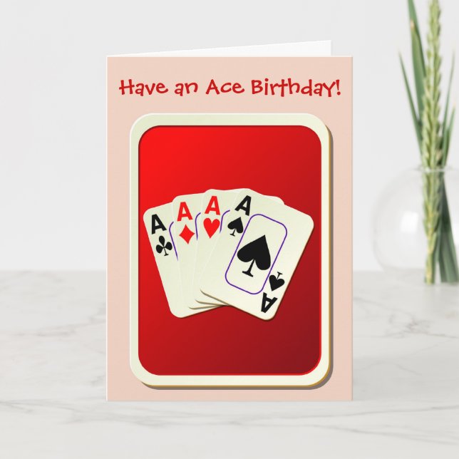 Joyeuse carte de pont d'anniversaire jouant cartes (Devant)