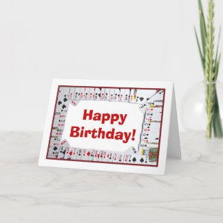 Joyeuse carte de pont d'anniversaire jouant cartes