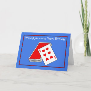 Joyeuse carte de pont d'anniversaire jouant cartes