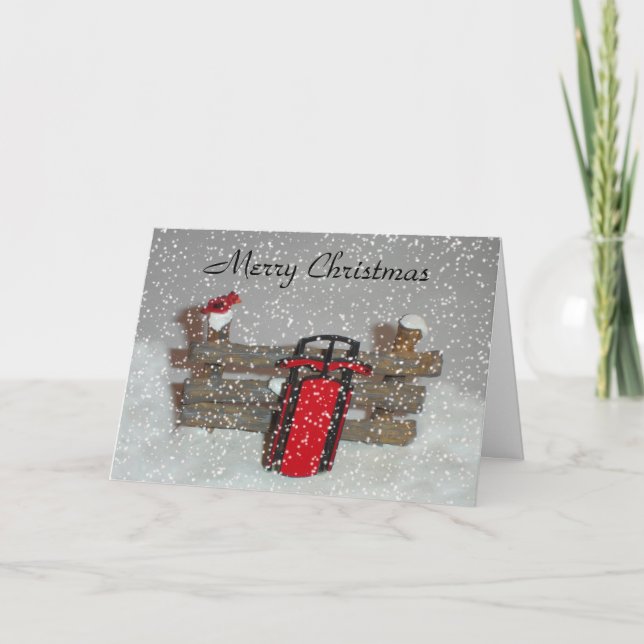 Joyeuse carte de traîneau de Noël (Devant)