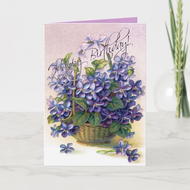 Joyeuse carte de violets anniversaire (Devant)