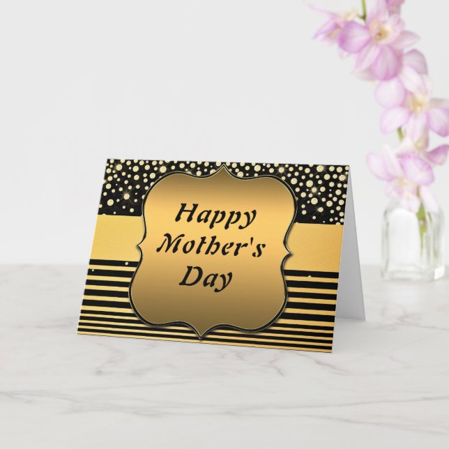 Joyeuse carte d'or de la Fête des Mères Noir d'or (Orchidée)