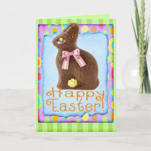 Joyeuse carte festive de lapin au chocolat de Pâqu