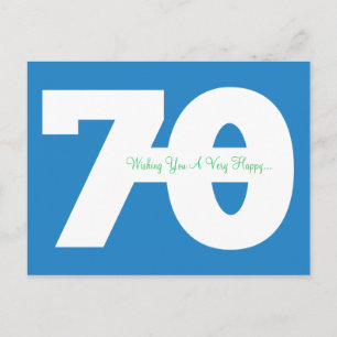 Joyeuse carte postale 70e anniversaire - en bleu