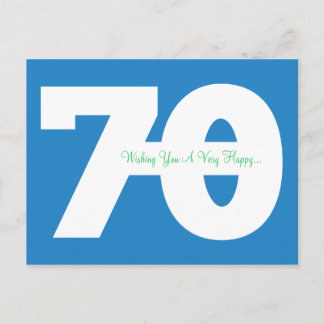 Joyeuse carte postale 70e anniversaire - en bleu