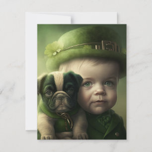 Joyeuse carte St. Patrick's Day Card Boy and Dog
